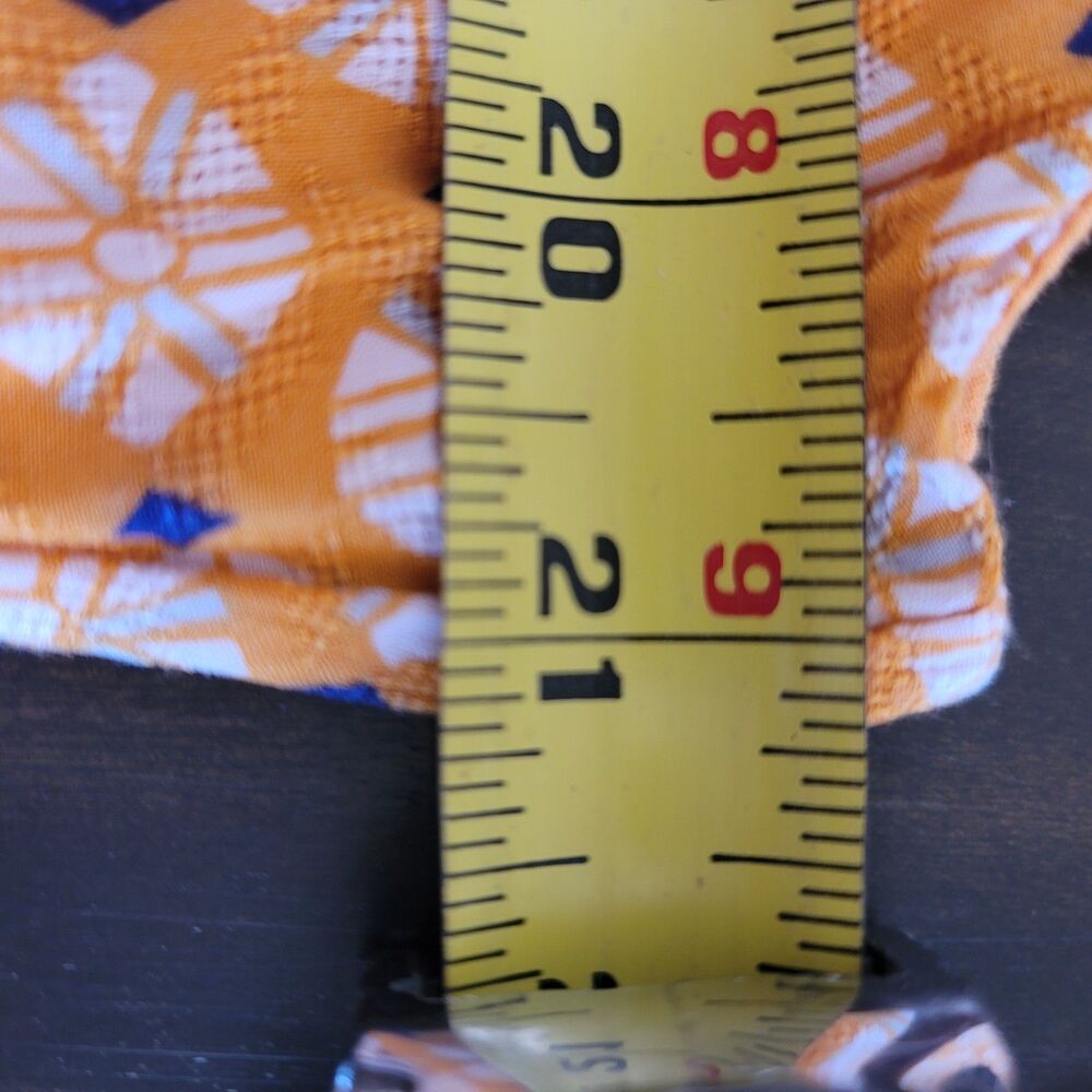 Women's Tiered Maxi Dress w/Pockets SZ L Peasant Boho Orange Blue Diamond - Picture 9 of 14